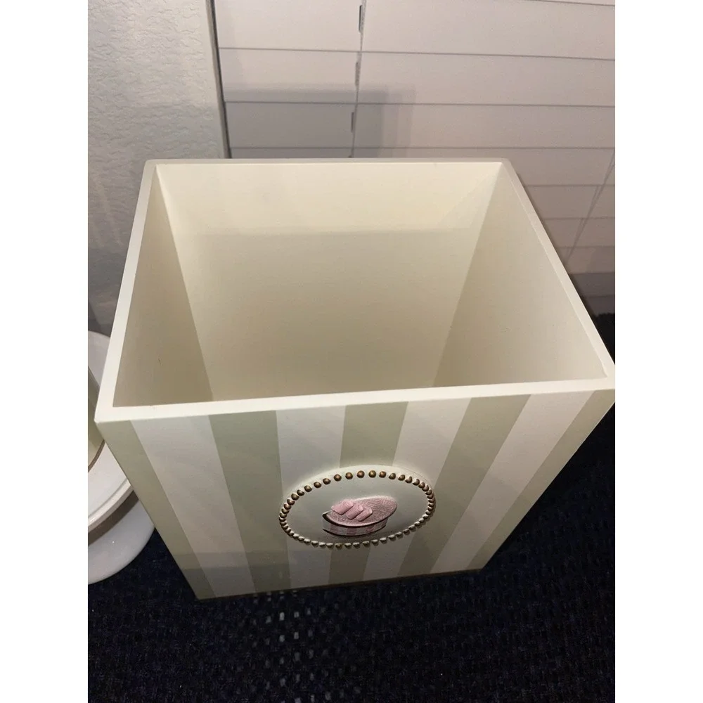 Pink French Powder Box & Matching Waste Basket Girly‎ Powder Room